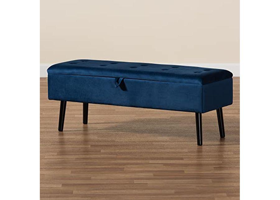 Baxton Studio Caine Benches & Banquette, Navy Blue/Dark Brown