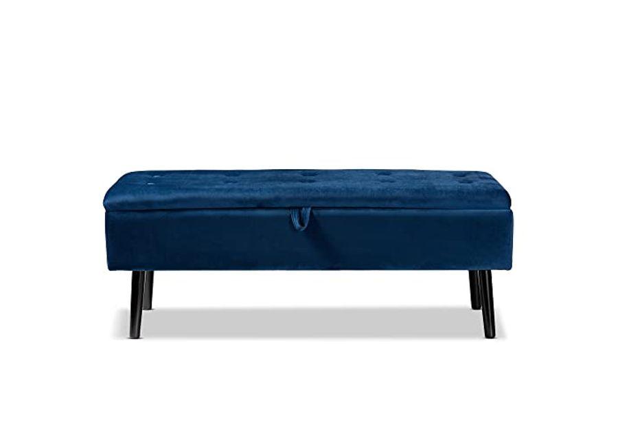 Baxton Studio Caine Benches & Banquette, Navy Blue/Dark Brown