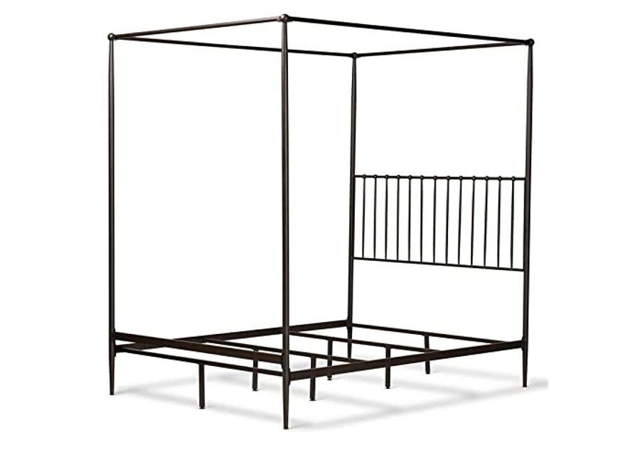 Baxton Studio Elsa Modern Black Metal Canopy Queen Bed