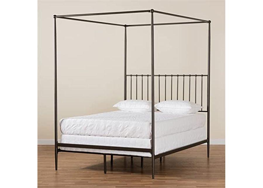 Baxton Studio Elsa Modern Black Metal Canopy Queen Bed