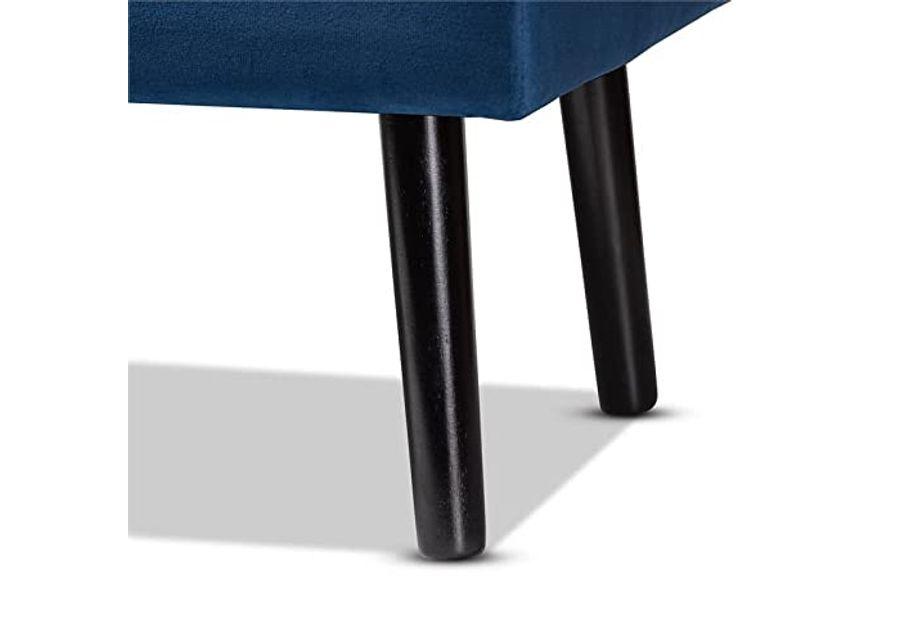 Baxton Studio Caine Modern and Contemporary Navy Blue Velvet Fabric Upholstered and Dark Brown Finished Wood Storage Bench
