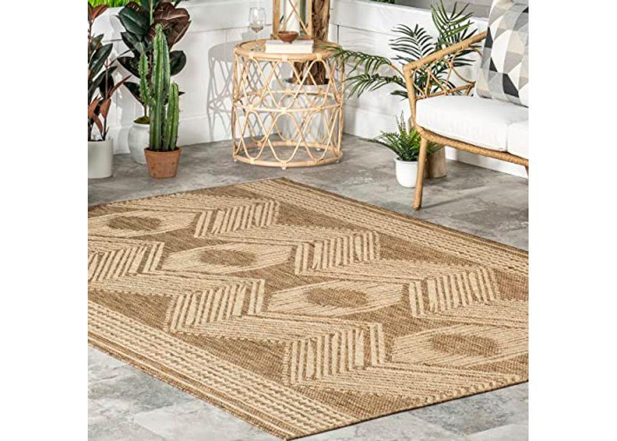 nuLOOM Ranya Tribal Indoor/Outdoor Runner Rug, 2' x 8', Light Brown