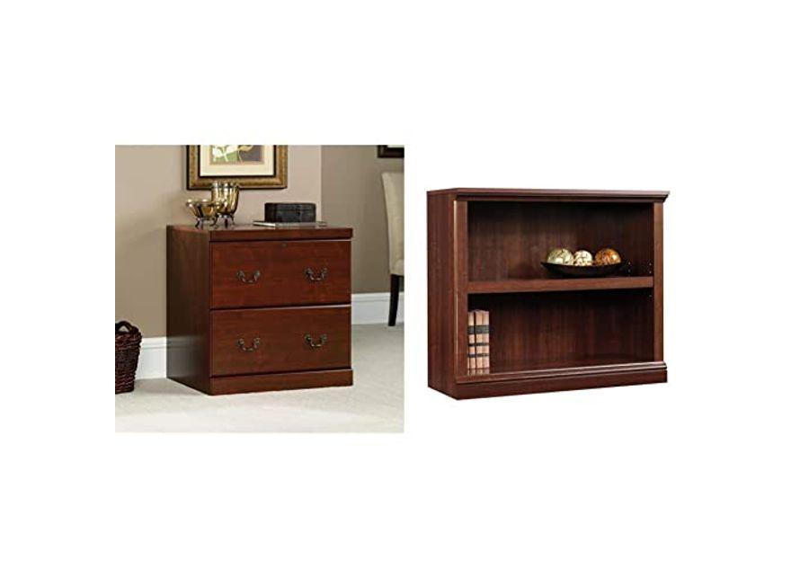 Sauder Heritage Hill Lateral File - Classic Cherry Finish & 2-Shelf Bookcase, Select Cherry Finish