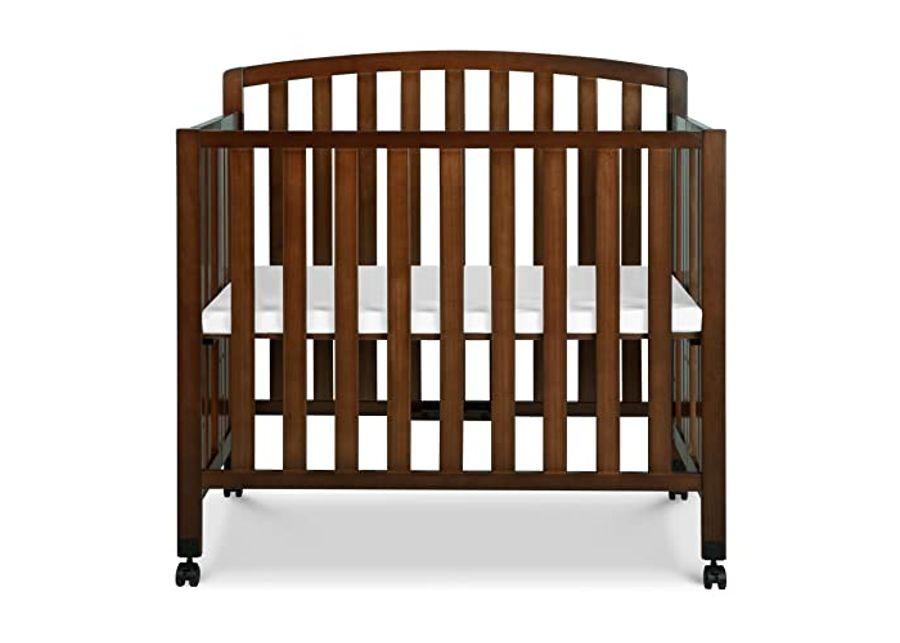 DaVinci Dylan Folding Portable 3-in-1 Convertible Mini Crib and Twin Bed in Espresso, Greenguard Gold Certified