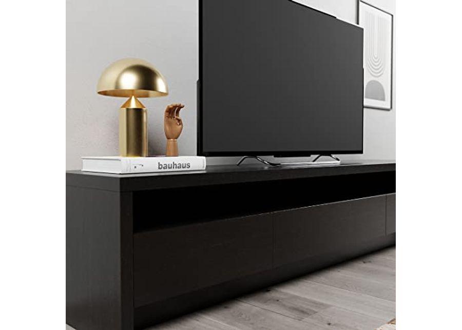 Manhattan Comfort Sylvan TV Stand with 3-Drawers with Open Shelving, 84.53 Inch, Black