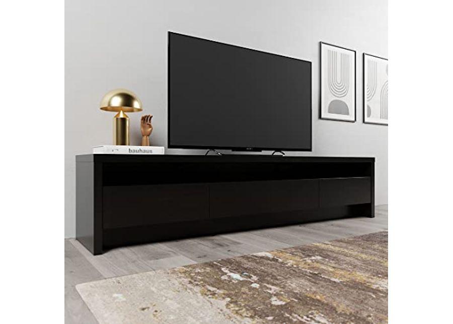 Manhattan Comfort Sylvan TV Stand with 3-Drawers with Open Shelving, 84.53 Inch, Black