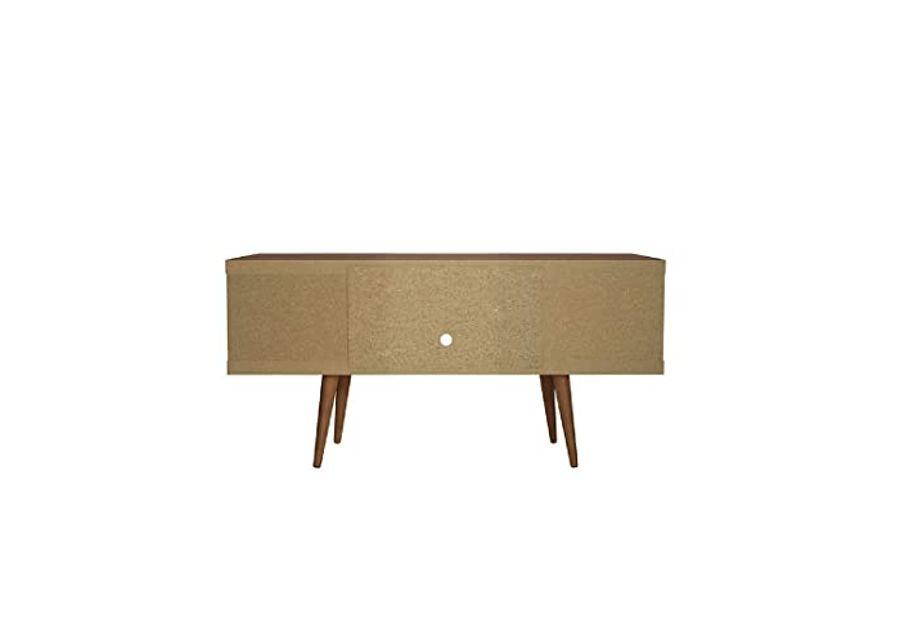 Manhattan Comfort Utopia Collection Mid Century Modern TV Stand Shelves and Open Cubbies, 53.14 Inches, Maple Cream