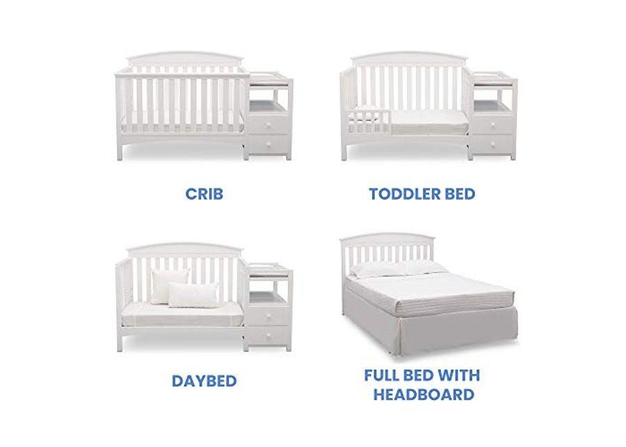 Delta Children Abby Convertible Crib 'N' Changer + Changing Pad and Cover [Bundle], Bianca