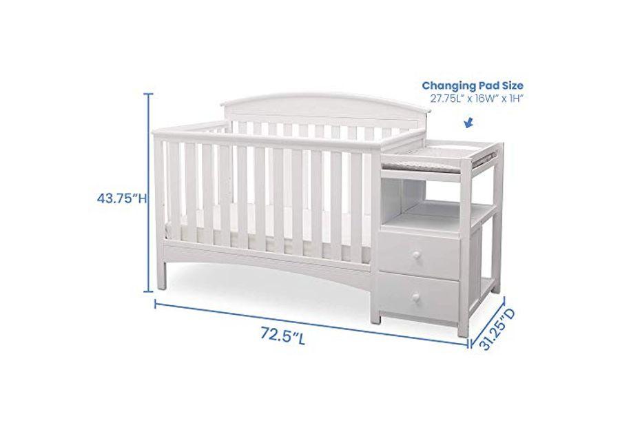 Delta Children Abby Convertible Crib 'N' Changer + Changing Pad and Cover [Bundle], Bianca