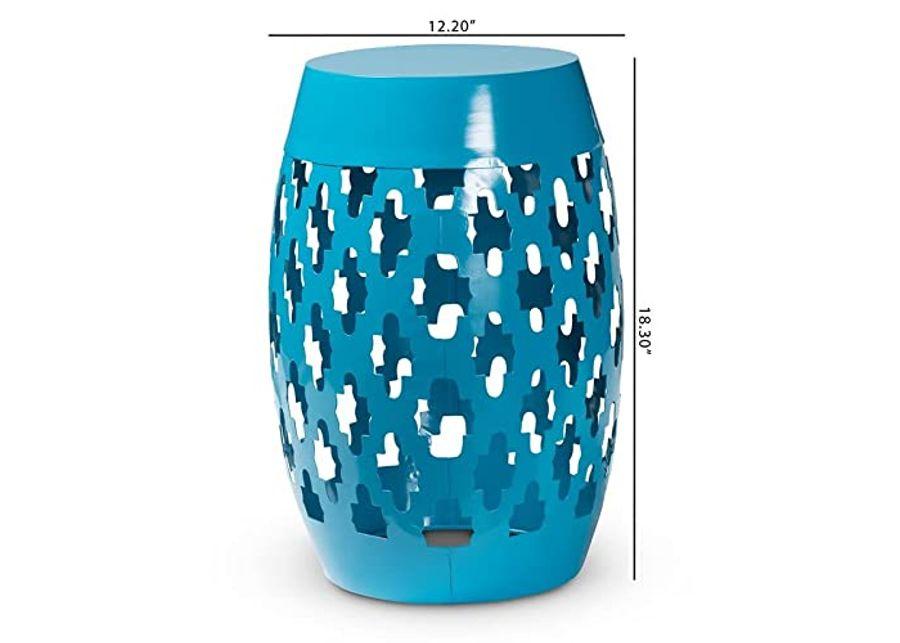 Baxton Studio Branson Blue Finished Metal Outdoor Side Table