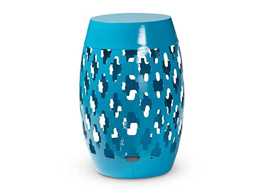 Baxton Studio Branson Blue Finished Metal Outdoor Side Table