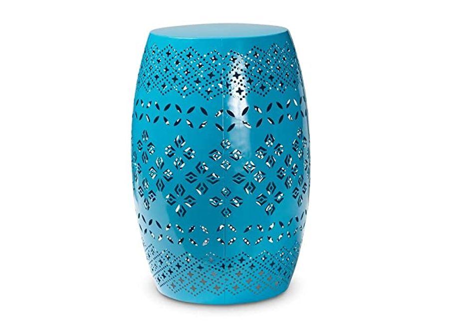 Baxton Studio Lavinia Blue Finished Metal Outdoor Side Table