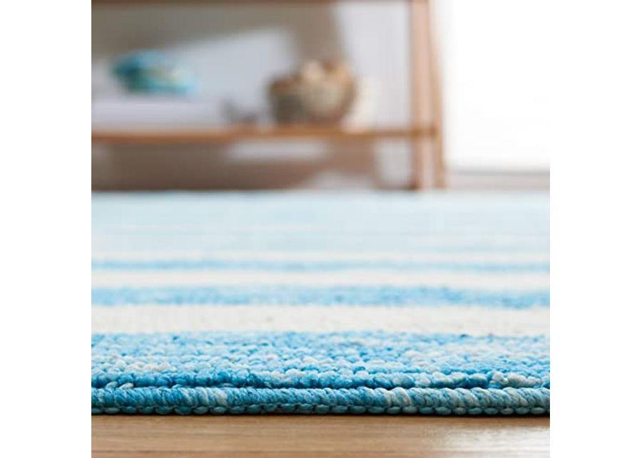 SAFAVIEH Easy Care Collection Machine Washable 2'3" x 4' Blue/Ivory ECR115M Stripe Entryway Living Room Foyer Bedroom Kitchen Accent Rug