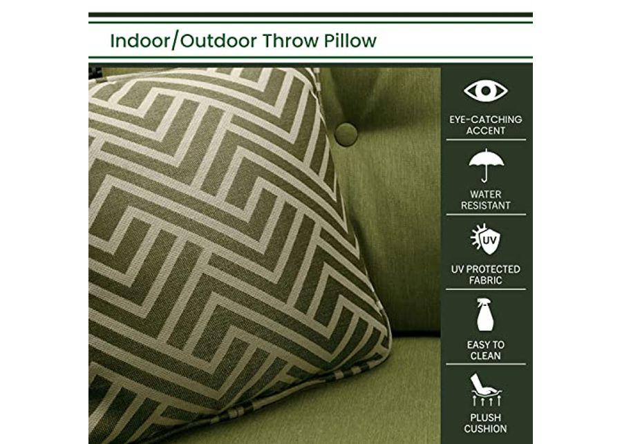 Hanover, Green Geo Stripe Indoor/Outdoor Throw Pillow, Decorative, Set of 1, HANTPGSTR-GRN