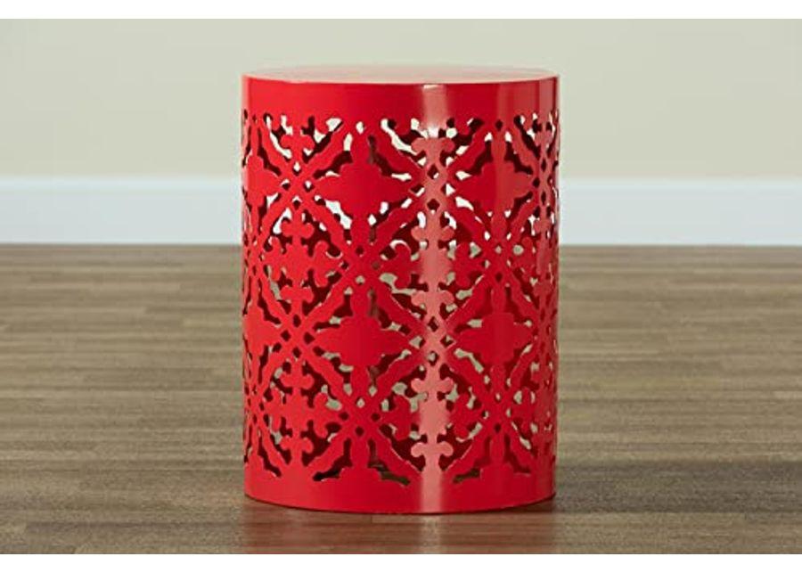 Baxton Studio Jamila Contemporary Red Metal Outdoor Side Table