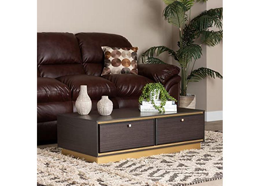 Baxton Studio Cormac Coffee Tables, Dark Brown/Gold