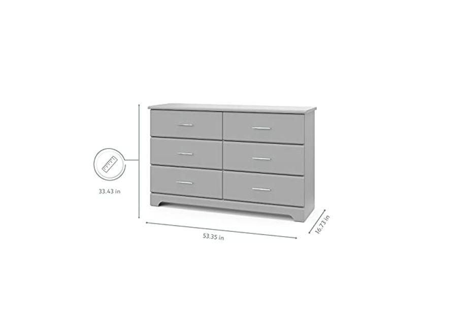 Storkcraft Brookside 6 Drawer Chest with Changing Topper and Change Pad - Pebble Gray