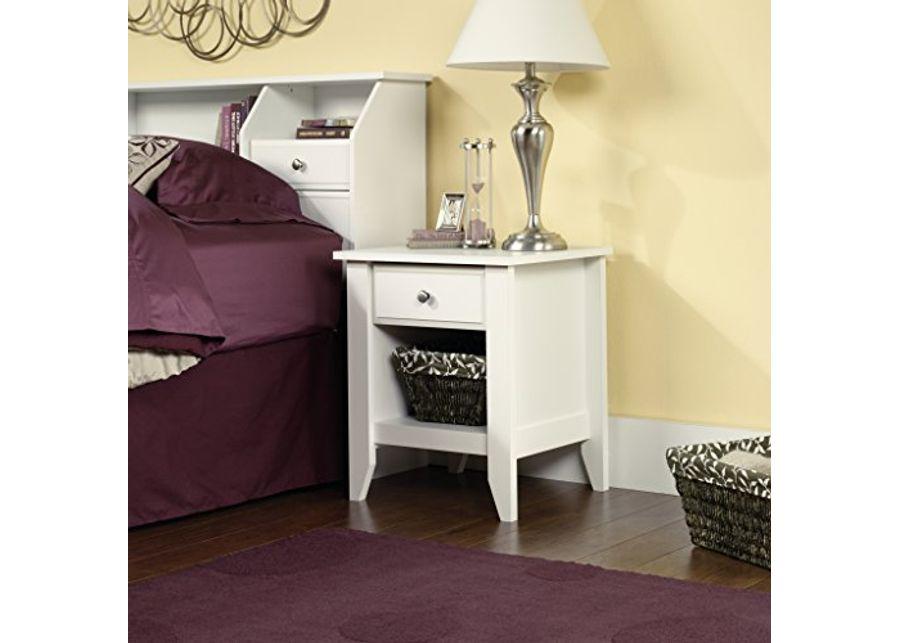 Sauder Shoal Creek Dresser (L: 54.65" x W: 18.43" x H: 33.03") and Night Stand in Soft White Finish