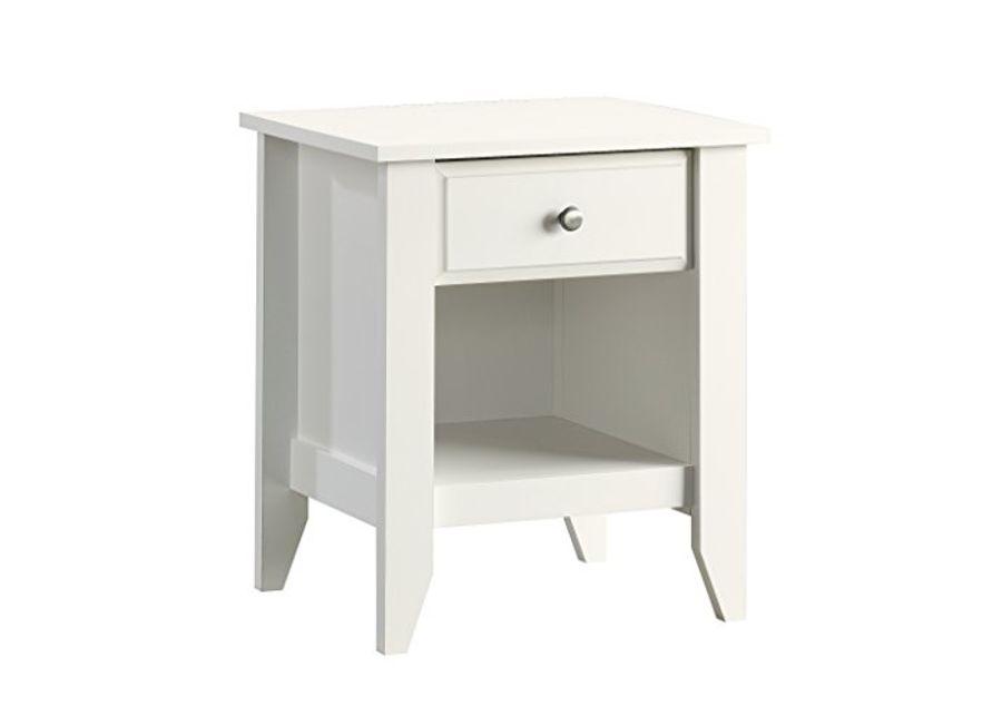 Sauder Shoal Creek Dresser (L: 54.65" x W: 18.43" x H: 33.03") and Night Stand in Soft White Finish