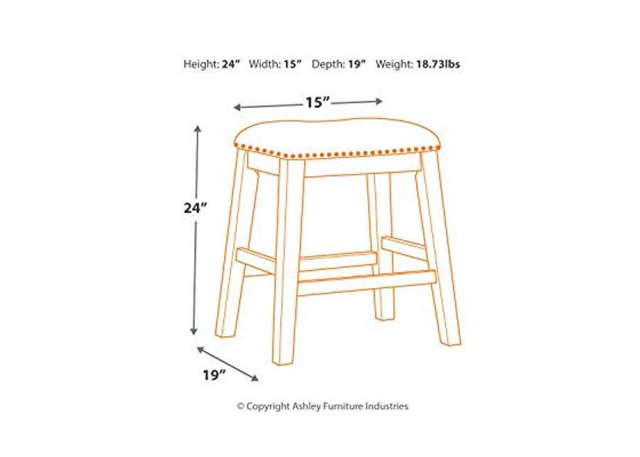 Signature Design by Ashley Caitbrook 25" Counter Height Dining Set with 2 Saddle Barstools & Storage, Gray