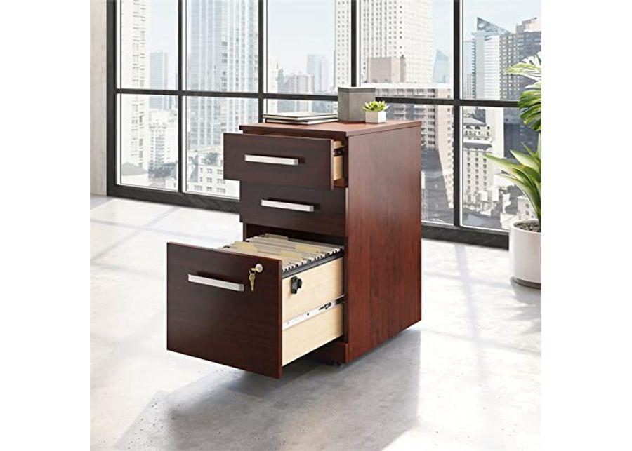 OFFICE WORKS BY SAUDER Affirm 3-Drawer Pedestal File Cabinet, L: 15.55" x W: 19.45" x H: 28.43", Classic Cherry
