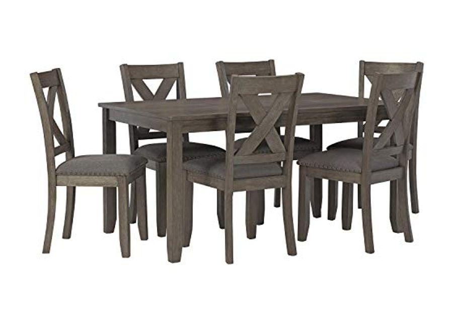 Signature Design by Ashley Caitbrook 7 Piece Rustic Dining Set with Barstools, Gray