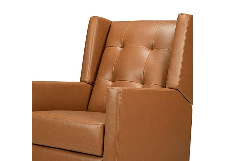 DaVinci Maddox Recliner and Swivel Glider in Vegan Tan Leather, Greenguard Gold & CertiPUR-US Certified