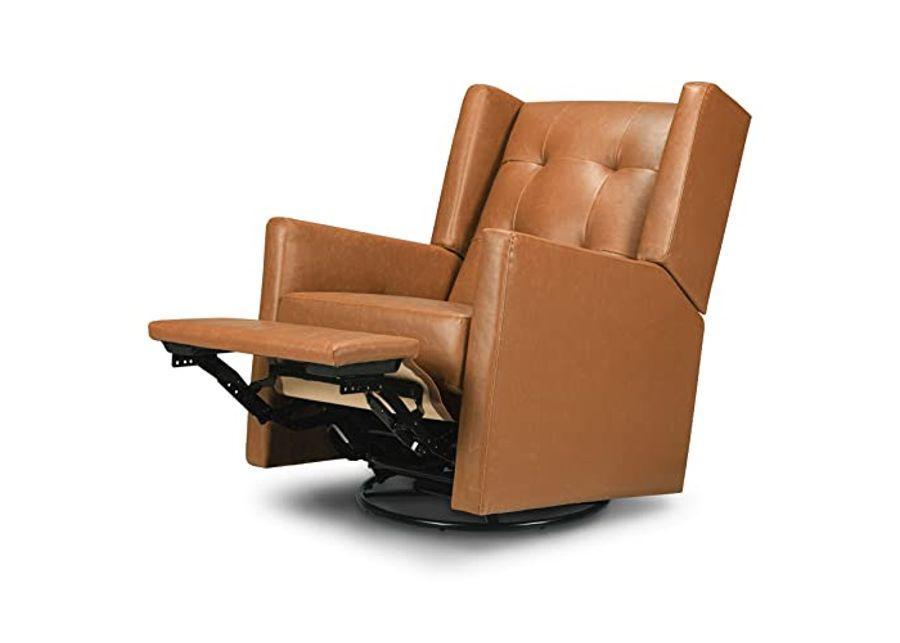 DaVinci Maddox Recliner and Swivel Glider in Vegan Tan Leather, Greenguard Gold & CertiPUR-US Certified