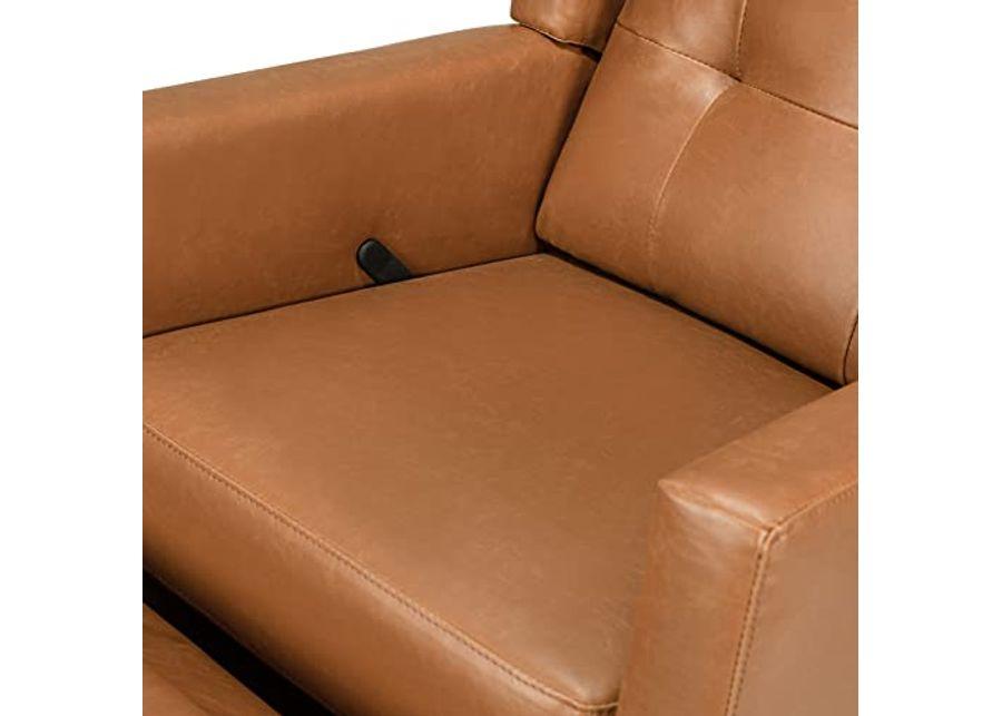 DaVinci Maddox Recliner and Swivel Glider in Vegan Tan Leather, Greenguard Gold & CertiPUR-US Certified