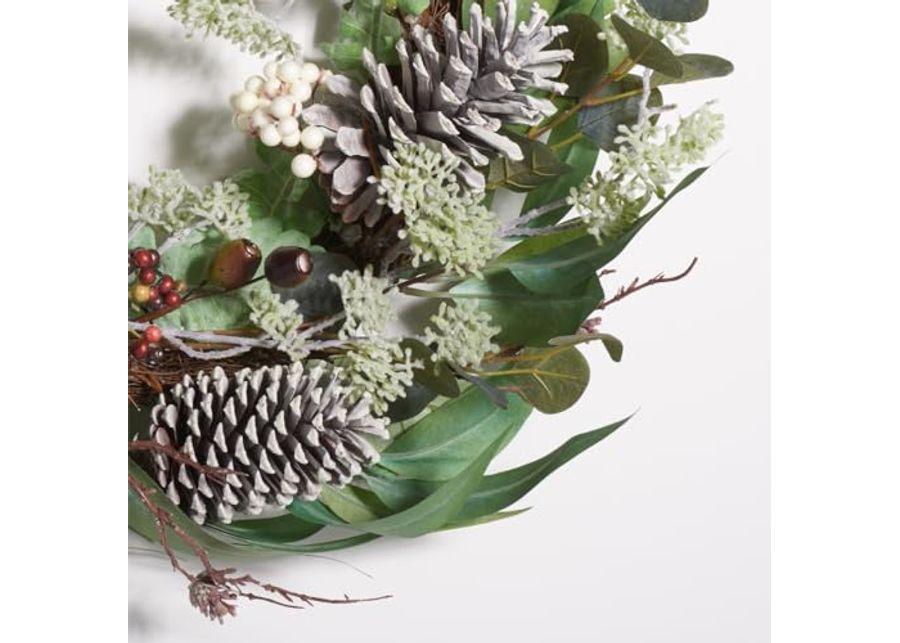 SAFAVIEH Home Collection 24-inch Decorative Artificial Eucalyptus & Berries Wreath with Pine Cones (Fully Assembled)