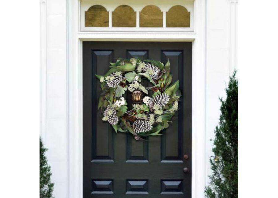 SAFAVIEH Home Collection 24-inch Decorative Artificial Eucalyptus & Berries Wreath with Pine Cones (Fully Assembled)