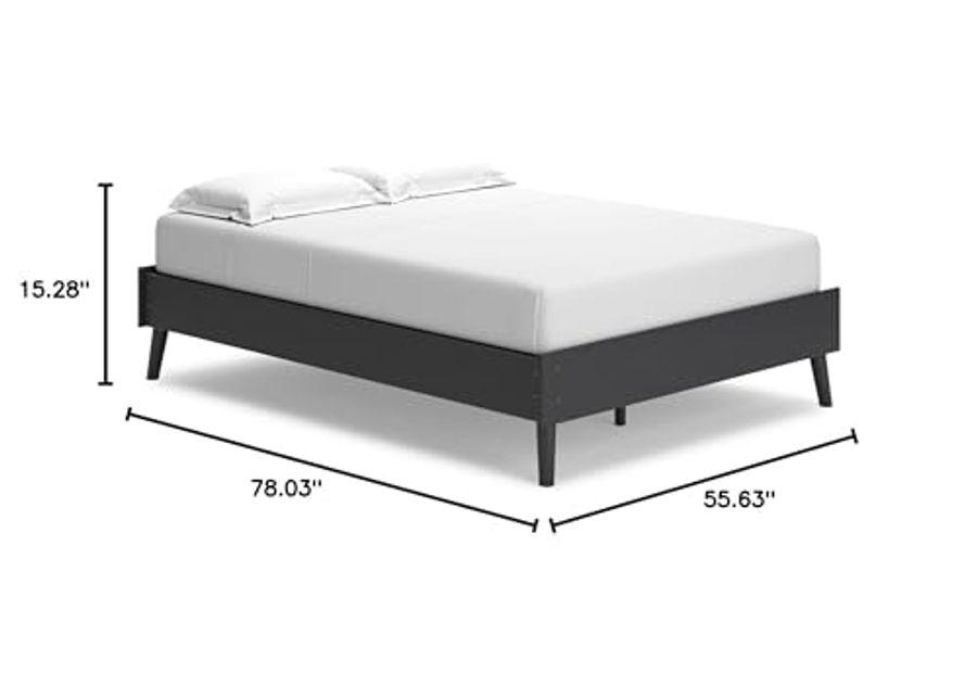 Signature Design by Ashley Charlang Modern Platform Bed with Splay Legs, Full, Black