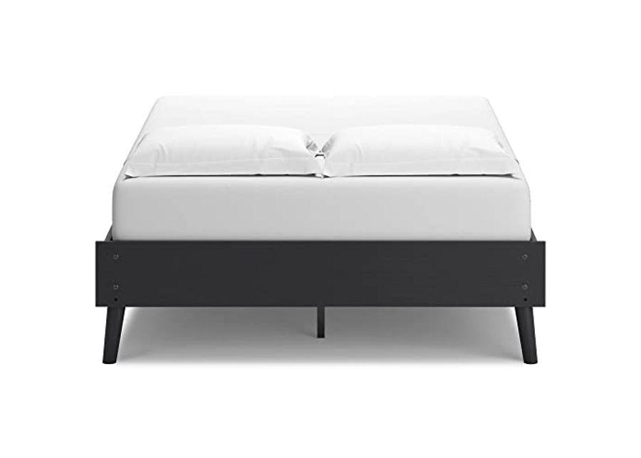 Signature Design by Ashley Charlang Modern Platform Bed with Splay Legs, Full, Black