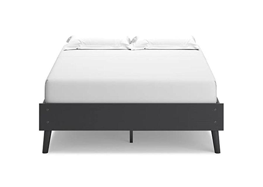 Signature Design by Ashley Charlang Modern Platform Bed with Splay Legs, Full, Black