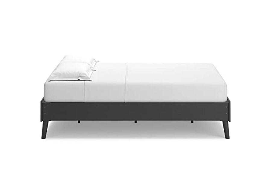 Signature Design by Ashley Charlang Modern Platform Bed with Splay Legs, Full, Black