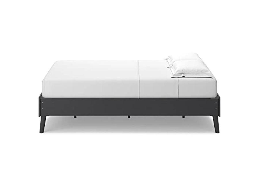 Signature Design by Ashley Charlang Modern Platform Bed with Splay Legs, Full, Black