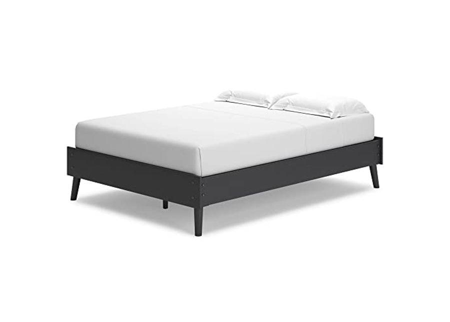 Signature Design by Ashley Charlang Modern Platform Bed with Splay Legs, Full, Black