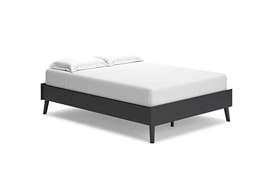 Signature Design by Ashley Charlang Modern Platform Bed with Splay Legs, Full, Black