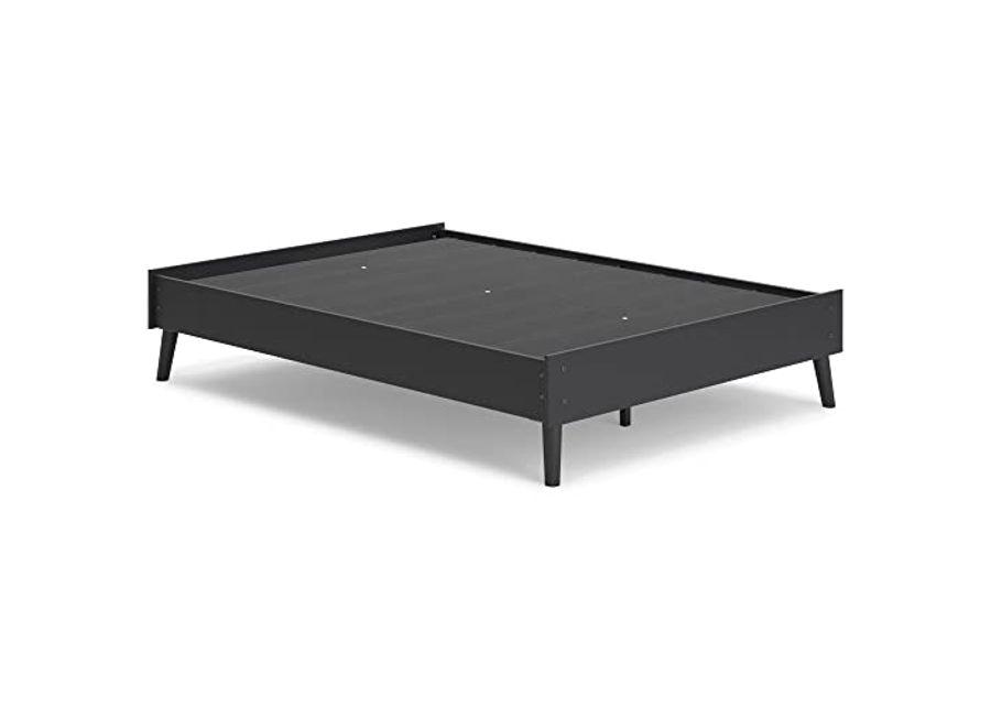 Signature Design by Ashley Charlang Modern Platform Bed with Splay Legs, Full, Black