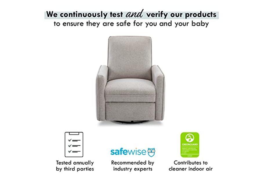 DaVinci Penny Recliner and Swivel Glider in Performance Grey Eco-Weave, Water Repellent & Stain Resistant, CertiPUR-US Certified