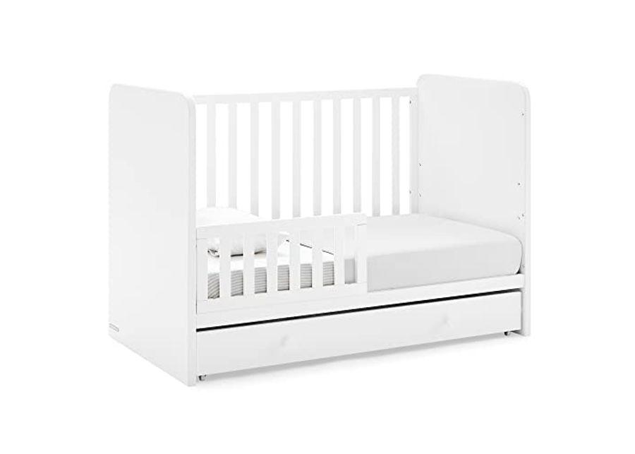 babyGap by Delta Children Graham 4-in-1 Convertible Crib with Storage Drawer - Greenguard Gold Certified, Bianca White