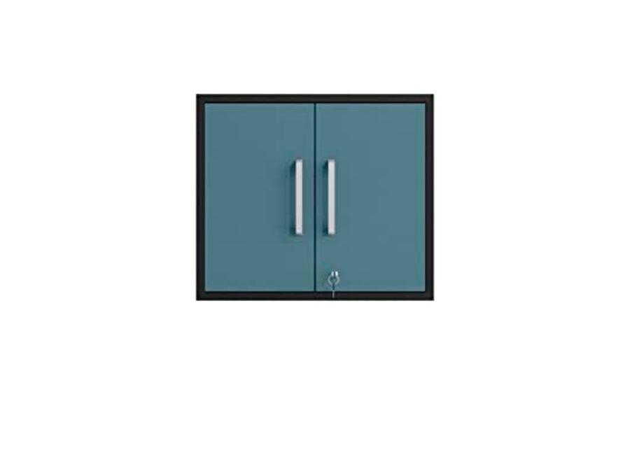 Manhattan Comfort Eiffel Floating Garage Storage with Lock and Key, Space Saver Wall Cabinet, Blue