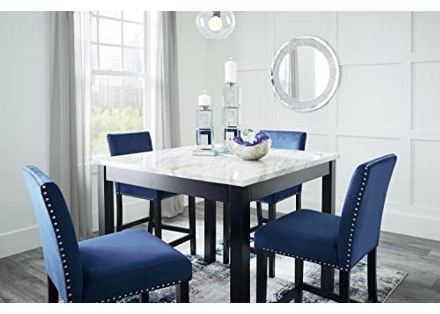 Signature Design by Ashley Cranderlyn Urban Counter Height Table Set with Upholstered Bar Stools, Set of 5, Black & Blue