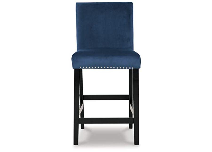 Signature Design by Ashley Cranderlyn Urban Counter Height Table Set with Upholstered Bar Stools, Set of 5, Black & Blue