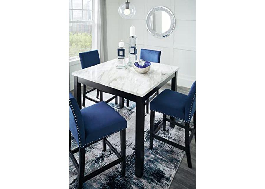 Signature Design by Ashley Cranderlyn Urban Counter Height Table Set with Upholstered Bar Stools, Set of 5, Black & Blue