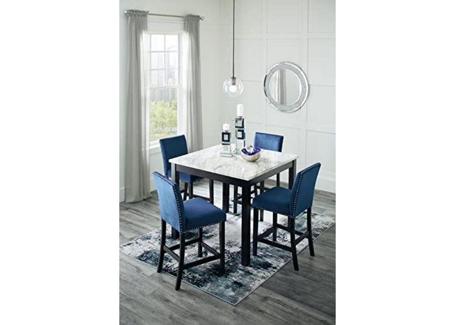 Signature Design by Ashley Cranderlyn Urban Counter Height Table Set with Upholstered Bar Stools, Set of 5, Black & Blue