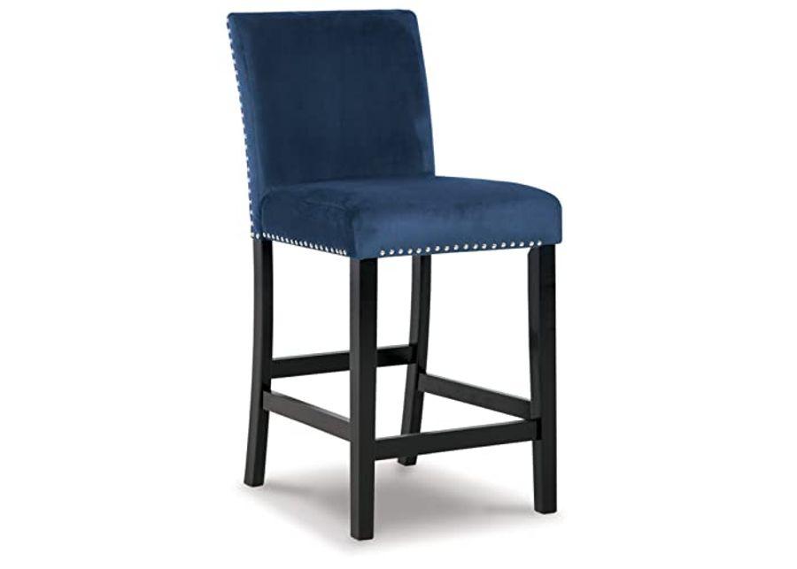 Signature Design by Ashley Cranderlyn Urban Counter Height Table Set with Upholstered Bar Stools, Set of 5, Black & Blue