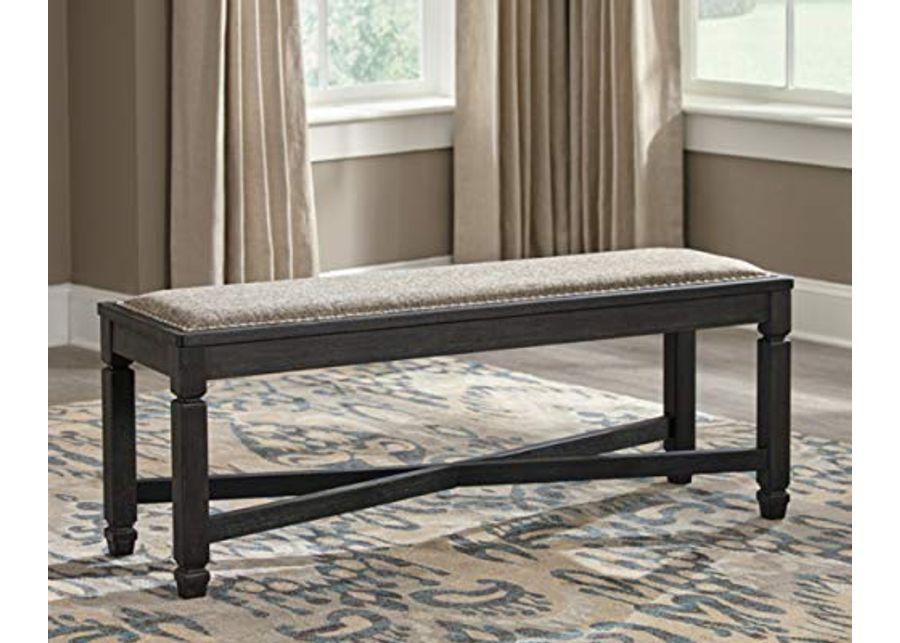 Signature Design by Ashley Tyler Creek Farmhouse Dining Table with Drawers and Upholstered Bench, Seats up to 6, Almost Black