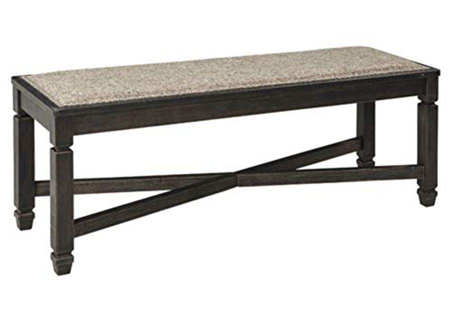 Signature Design by Ashley Tyler Creek Farmhouse Dining Table with Drawers and Upholstered Bench, Seats up to 6, Almost Black