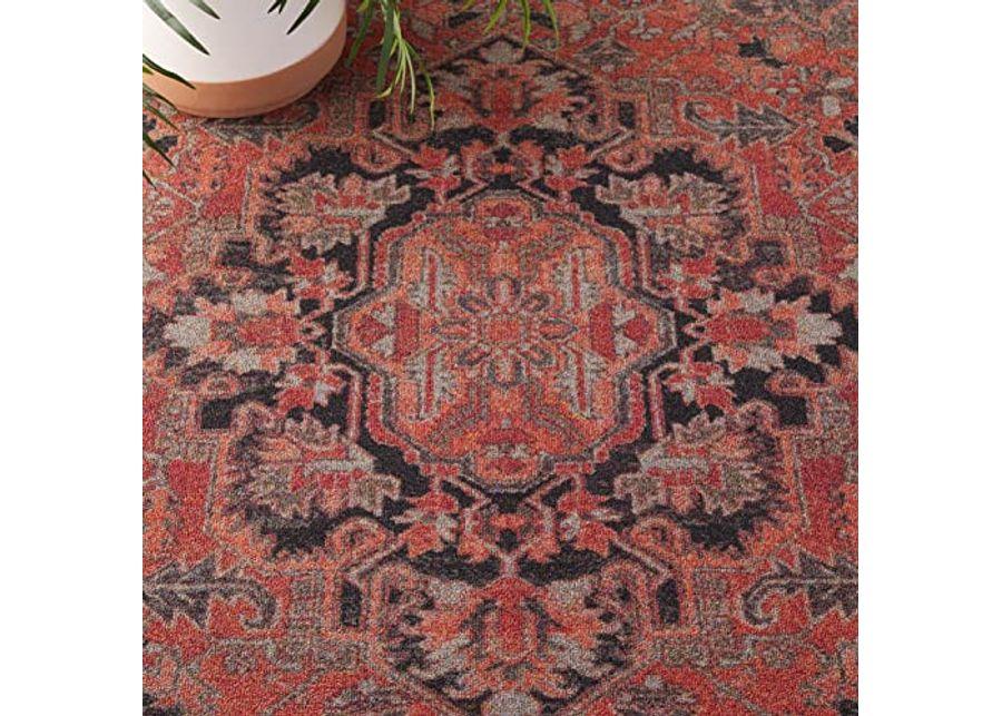Safavieh Journey Collection 6'7" x 9' Navy/Red JNY153M Boho Chic Distressed Non-Shedding Area Rug
